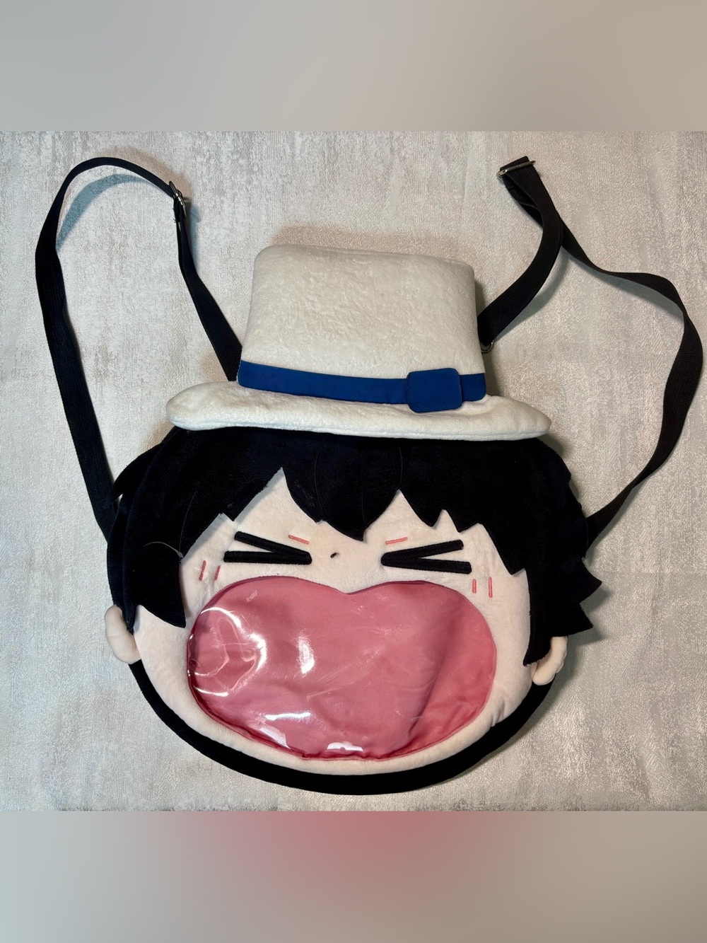 Plush Ita Bag BSD Anime Crossbody Backpack Clear Window in White/Black & Pink